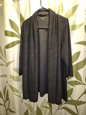 croft & barrow Black Textured Open-Front Cardigan